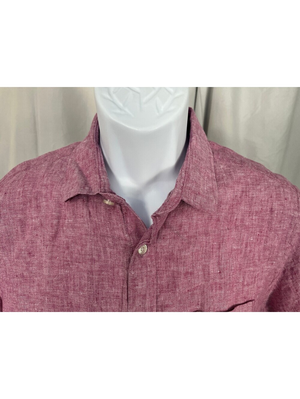 UNTUCKit Men's Pink Wrinkle Resistant Slim Fit 100% Linen s/s Shirt M